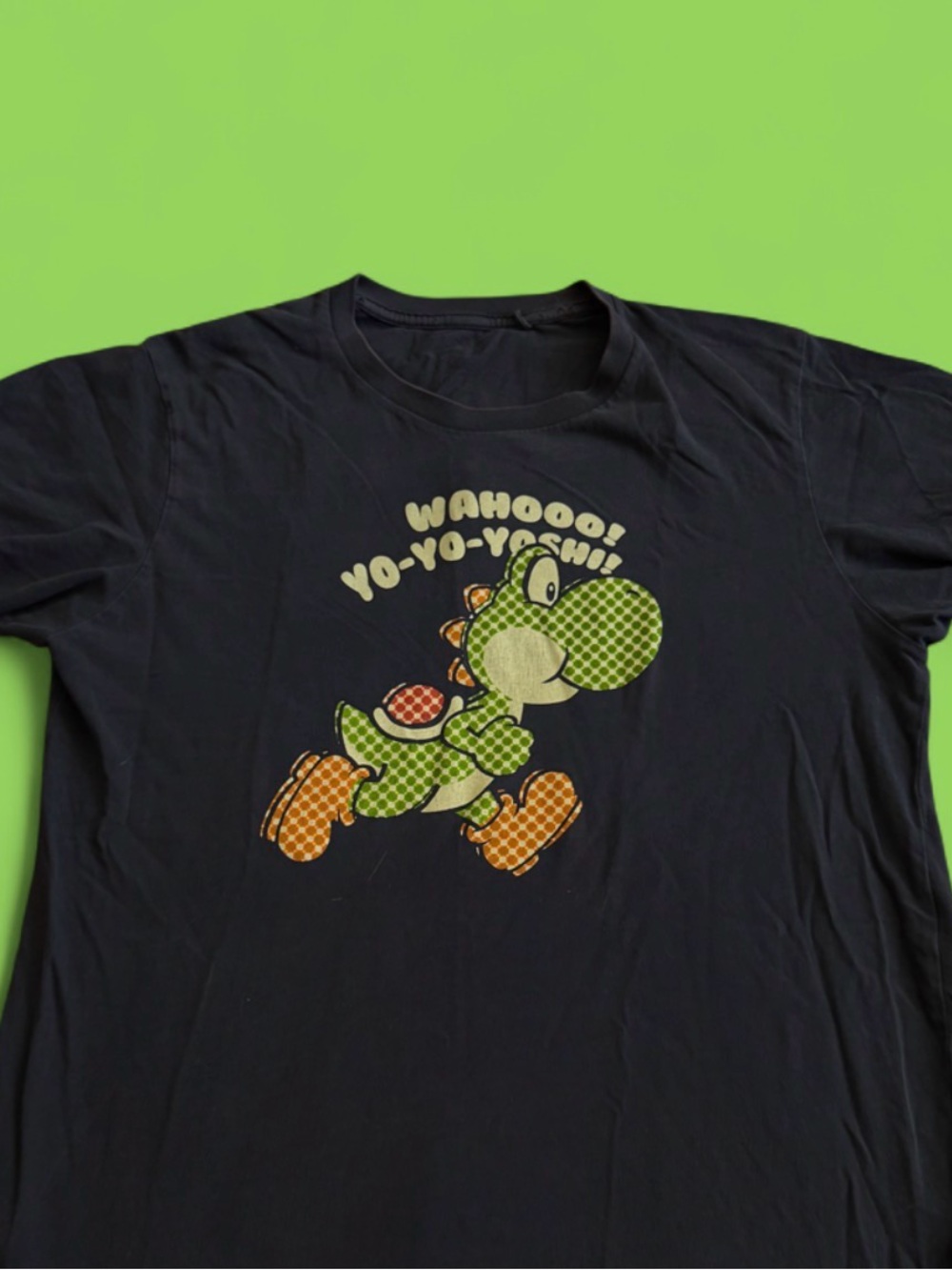 Yoshi Graphic Tee - Black with Green & Orange Print